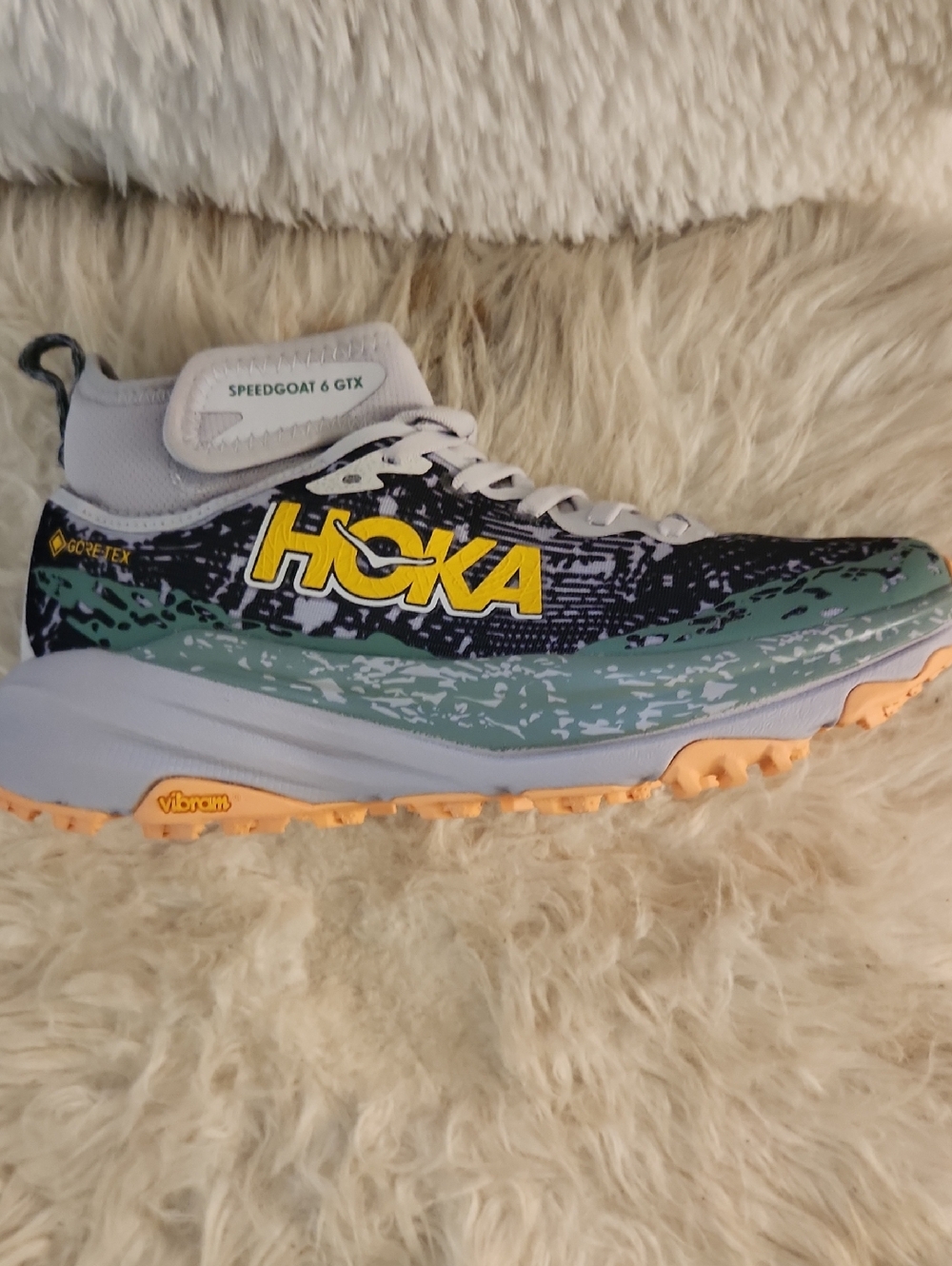Hoka Speedgoat 6 GTX Mint, Black & Yellow Trail Shoe